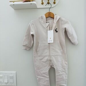 Petit Lem Light Tan Kids One Piece with Bunny Design